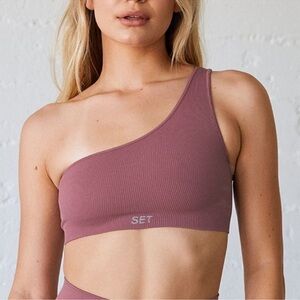 Set Active Sculptflex Ribbed One Shoulder Bra in Canyon Size S